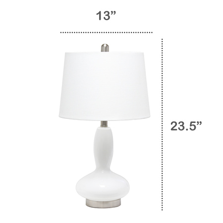 Lalia Home Glass Dollop Table Lamp with White Fabric Shade, White LHT-5001-WH